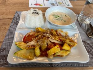 M3 menu with coconut soup  at Vinavegana in Vienna