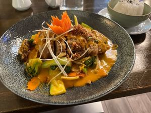 Curry with seitan  at Vinavegana in Vienna