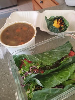 Lentil soup, raw tacos, hand roll at Try it Raw in Birmingham