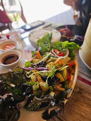 vegan tofu veggies at Momo Hut in Briancon