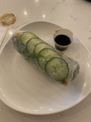 lemongrass tofu spring roll with soy sauce  at Bamboozle Cafe in Tampa
