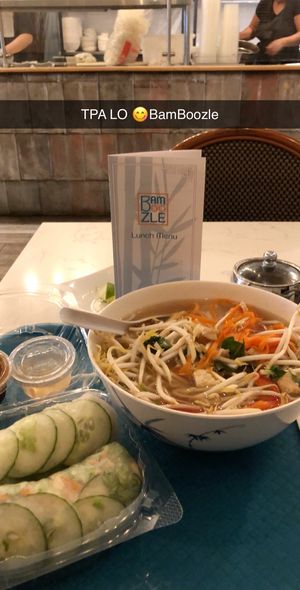 Super fresh and yummy flavors!! Pho and 2 fresh rolls:) at Bamboozle Cafe in Tampa