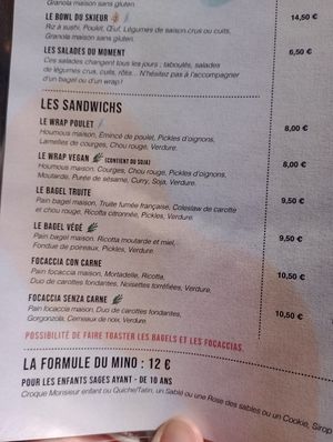 Current menu at Déli Schuss in La Clusaz
