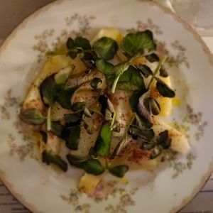 Belgian white asparagus, sumac, red watercress, lemon (ask for this without the aioli!) at Chaval in Portland