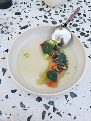 Clear Melon Gazpacho at Twelvemonth in Burlingame