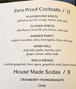 Zero proof cocktails at Twelvemonth in Burlingame