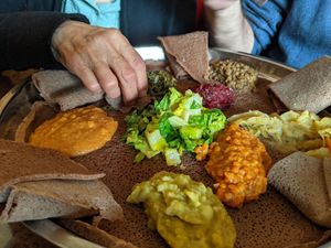 Combo Platter--100% Teff Injera at Little Africa in Grand Rapids
