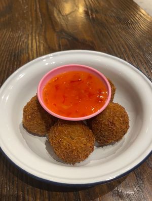Green curry rice fried balls   at Cafe Isan - JVC in Dubai