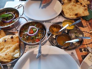 The pickle plate and a garlic naan at Vegan India - Gloucester Rd in Bristol