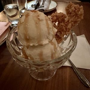 Pineapple Coconut Sorbet with Rice Crisps  at Lao Lao Bar in Toronto