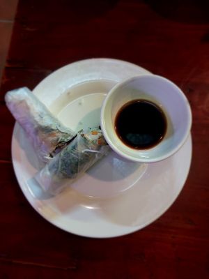 Fresh springrolls (tell them no egg) at Toàn Mán Restaurant  in Ta Van