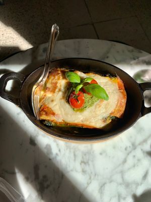 Tasteful lasagna, the best vegan lasagna we ever ate. at Remédio Santo - Baixa in Porto