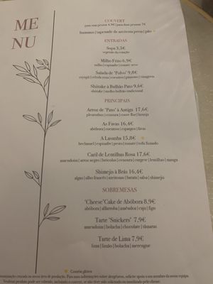 Menu  at Remédio Santo - Baixa in Porto
