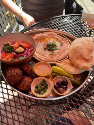 Hummus and Falafel Plate  at MAZU in Yellow Springs