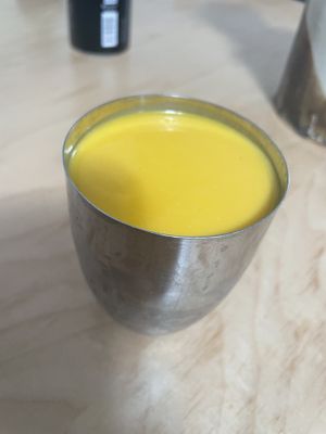 Mango lassi drink  at MAZU in Yellow Springs