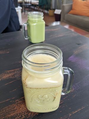 Goldenmilk and Matcha lattes at CoCre Cafe in Augusta