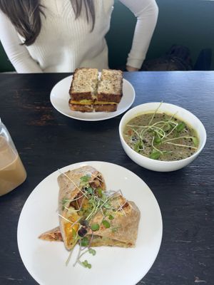 Grilled cheese, breakfast wrap, lentil curry soup  at CoCre Cafe in Augusta