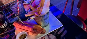 I'm Not That Dog - hot dog and chips at The Theatre Cafe Diner in London