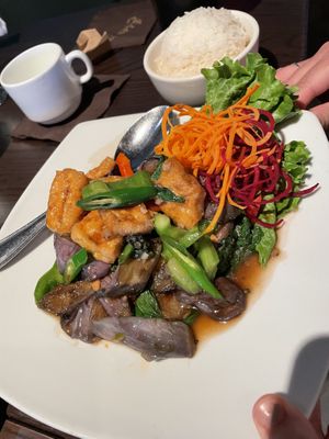 Basil eggplant jae   at Mai Thai Restaurant in Alexandria