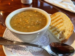 Lentil soup  at Panini Kabob Grill in Carlsbad