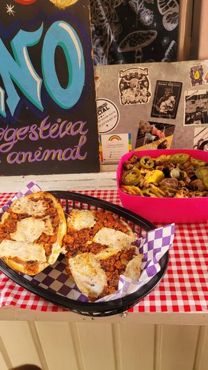 Nachos with Soymeat, Sandwich Soymeat & Vegan Cheese at Pez Vegano in Mexico City