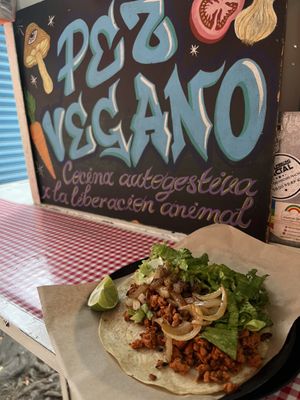 Porrito al pastor  at Pez Vegano in Mexico City