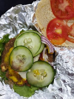 Hamburguesa de lentejas at Pez Vegano in Mexico City