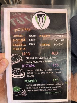 Menu  at Pez Vegano in Mexico City