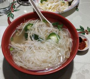 Spicy noodle soup at Burma Garden in Bloomington