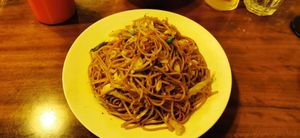 Vegetarian chow mein (accidentally vegan). The plate is actually deep too so the portion is even bigger than it looks! at Chulho - Town Hall in Sydney