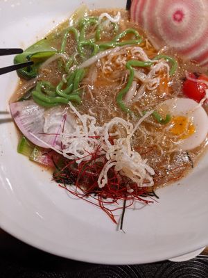 (slightly destroyed the aesthetic to get at the noodles...) at Sai-Cafe in Himeji