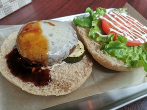 Vegan burger at Love For All in Kanazawa