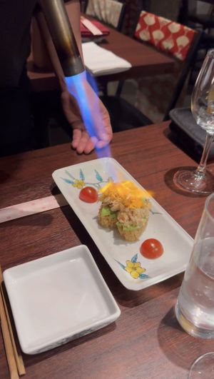 Vegan tuna with avocado and crispy rice  at Love For All in Kanazawa