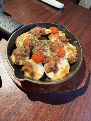 Vegetarian. It has Mizo cheese. Eggplant with tomatoes.  at Love For All in Kanazawa