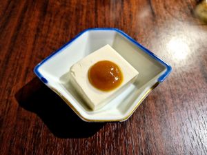 Yuzu miso tofu - part of the set meal at Love For All in Kanazawa
