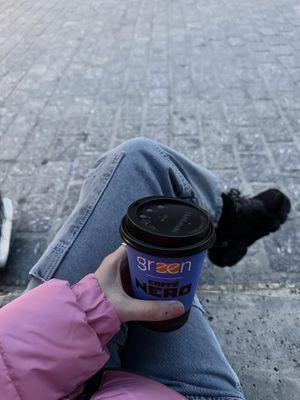 Vanilla oat milk latte  at Green Café Nero in Krakow