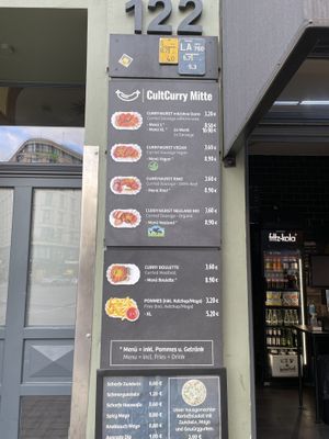 Speisekarte mit Preisen (Stand Februar 2024)  at Cult Curry in Berlin