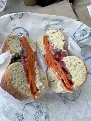 The carrot lox - superb!   at The Lox Bagel Shop in Columbus