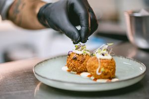 Croquetas de patata y puerro
 at Baobab Soul Kitchen & Bar in Alicante