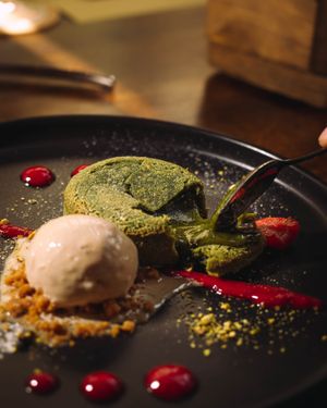 Volcán de pistacho at Baobab Soul Kitchen & Bar in Alicante