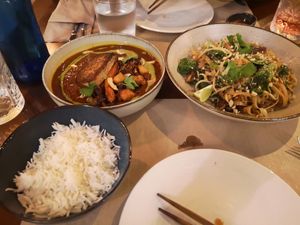Pad Thai and Curry India at Baobab Soul Kitchen & Bar in Alicante