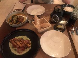 Thai curry & potato sticks at Baobab Soul Kitchen & Bar in Alicante