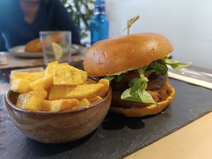 Rosti burger at Baobab Soul Kitchen & Bar in Alicante