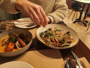 Pad thai and curry at Baobab Soul Kitchen & Bar in Alicante