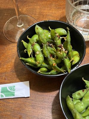Chilli and garlic edamame   at Ramen Dayo in Glasgow