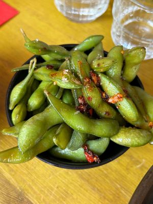 Spicy edamame, so good at Ramen Dayo in Glasgow