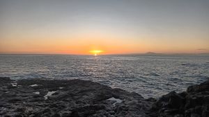 sunrise above the lava rocks at Casa del Mar in La Palma