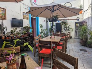 The small courtyard you can sit in at Monaladona in Guadalajara