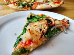 Can substitute vegan cheese on hand tossed pizza. Not the best pizza I've ever had, but definitely the best vegan pizza in this tiny town! at Glacier Public House in Government Camp