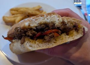 Impossible Philly cheesesteak sandwich at All Stars Sports Bar & Grill in New York City
